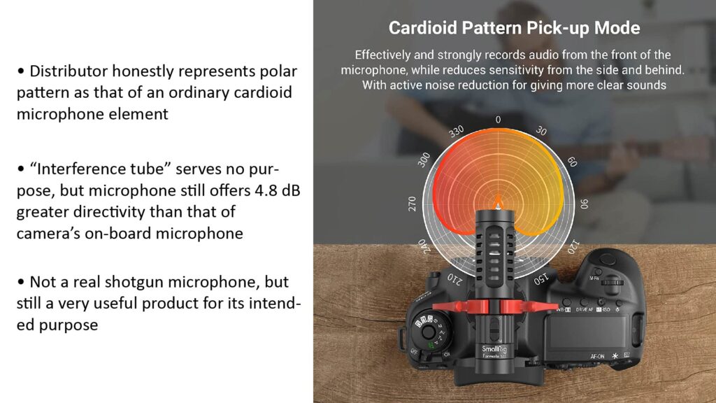 Photo from advertisement for small pseudo-shotgun microphone, showing cardioid polar pattern